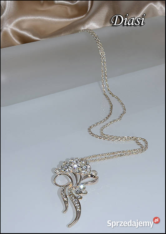 Długi naszyjnik cyrkonie zawieszka bukiet nowy Biżuteria dla Pań łódzkie Łódź