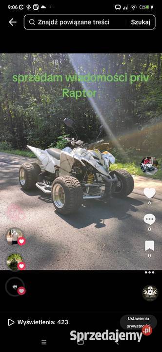 Yamaha Raptor homologacja kat B robi wrażenie sprzedam