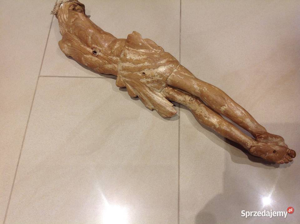 Stara Drewniana figura Jezusa beżowy lubuskie Nowa Sól sprzedam