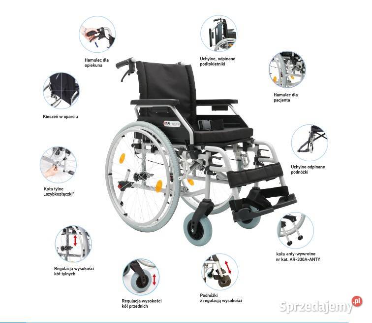 Wózek inwalidzki aluminiowy AR-330A