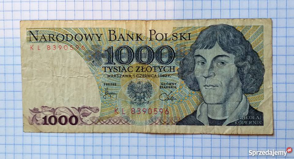 BANKNOT 1000 ZŁOTYCH 1982 SERIA KL 8390596 Piszczac