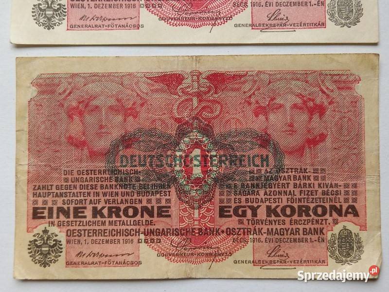 Banknoty 1koron AustroWegry z nadrukiem 1 Numizmatyka zachodniopomorskie Koszalin