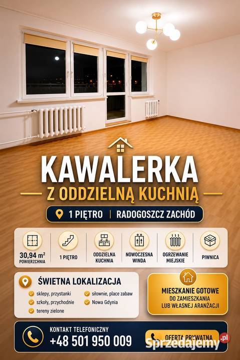 KAWALERKA NA SPRZEDAŻ ŁÓDŹ RADOGOSZCZ ZACHÓD oddzielna kuchnia Sprzedaż