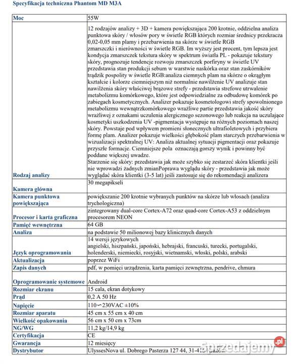 Sprzedam analizator multispektralny skóry Końskie