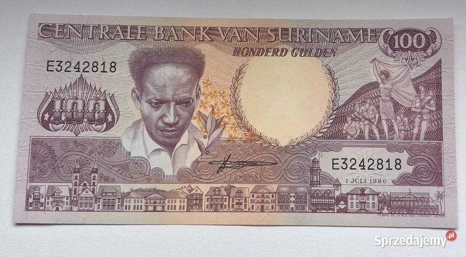 SURINAME100 GULDEN1986 r ŁADNY Numizmatyka Legionowo