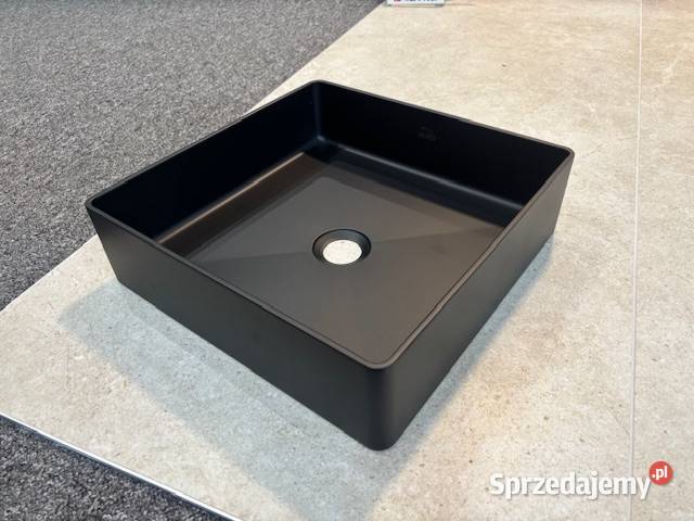 Umywalka stalowa Nowość czarna 36x36  nablatowa