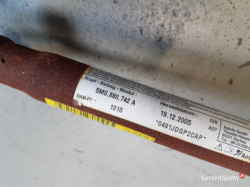 VW GOLF V PLUS KURTYNA POWIETRZNA LEWA PRAWA Turek