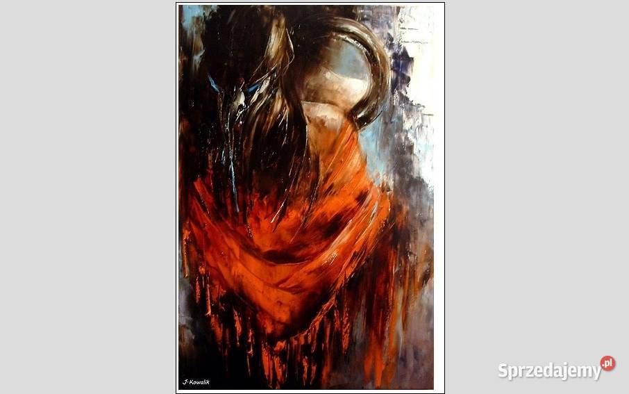 Kowalik Czerwona chusta 50x70 dziewczyna akt Warszawa sprzedam