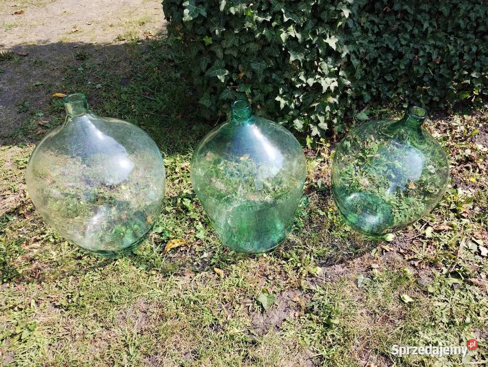 Balony na wino galon PRL zielone szkło ręczny Pozostałe śląskie