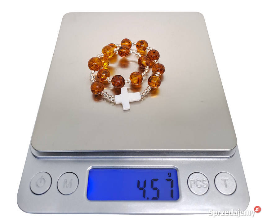 Bransoletka różaniec dziesiątka różańca BURSZTYN