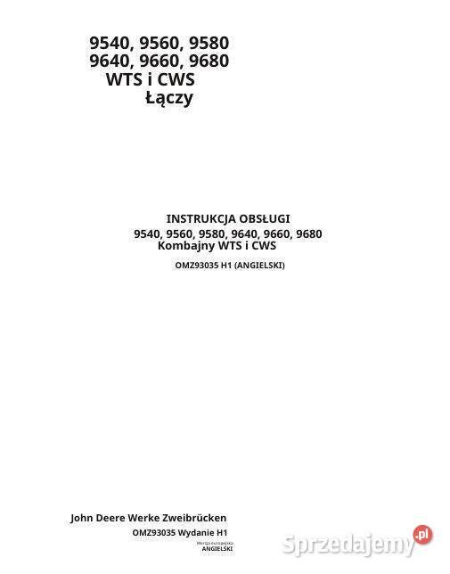 John Deere 9540 9560 9580 9640 9660 9680 Kielce