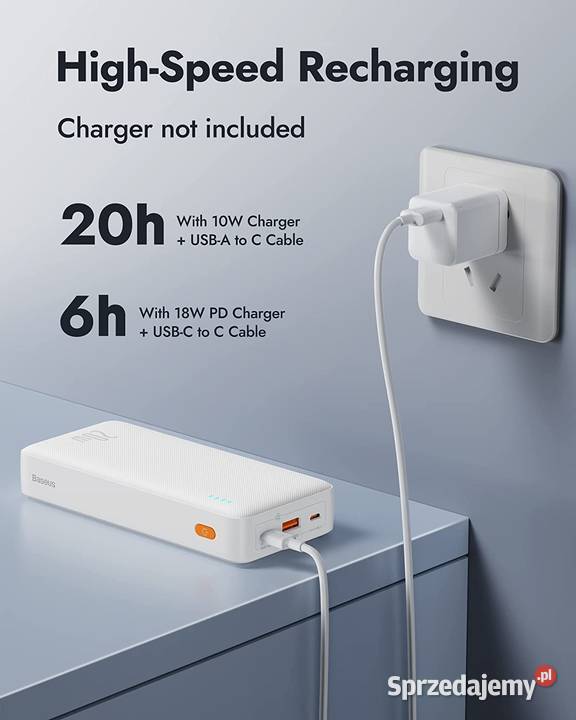 Powerbank Baseus 20000 mAh biały Zawiercie - Sprzedajemy.pl