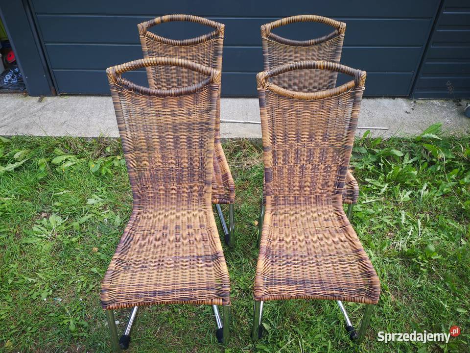 4 krzesła metalowe plecione Aleksandrów Łódzki