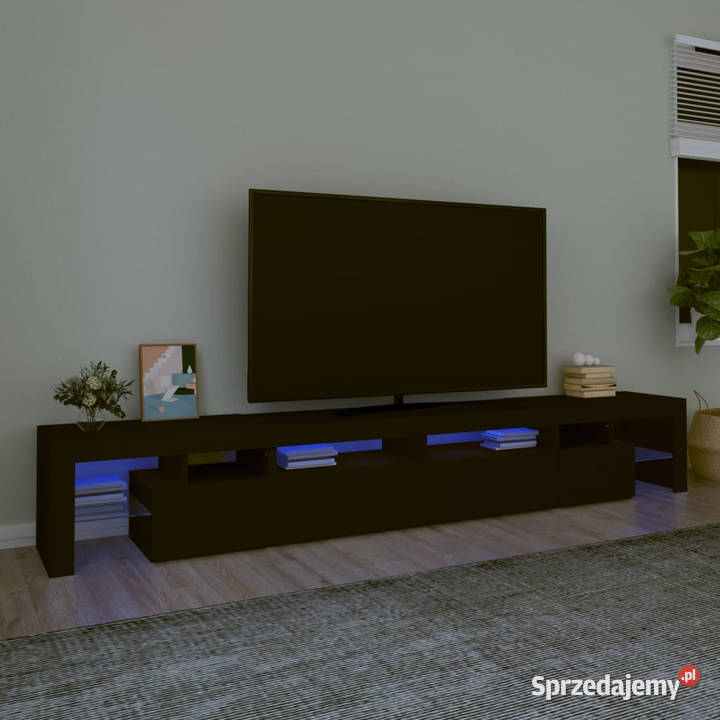 Szafka pod TV z oświetleniem LED czarna Warszawa