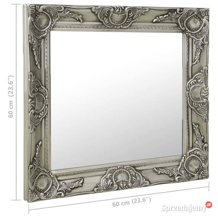 Lustro ścienne w stylu barokowym 60x60 srebrne Warszawa