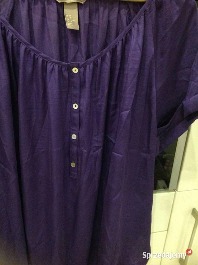 Bluzka Satynowa Damska HM 54 XXL Fioletowa krótki Nowa Sól