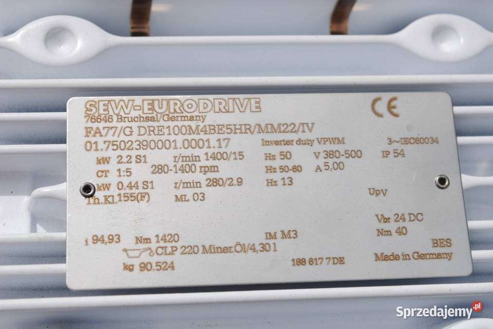 Motoreduktor 22kw 2915obrmin SEW FALOWNIK lubuskie Kargowa sprzedam