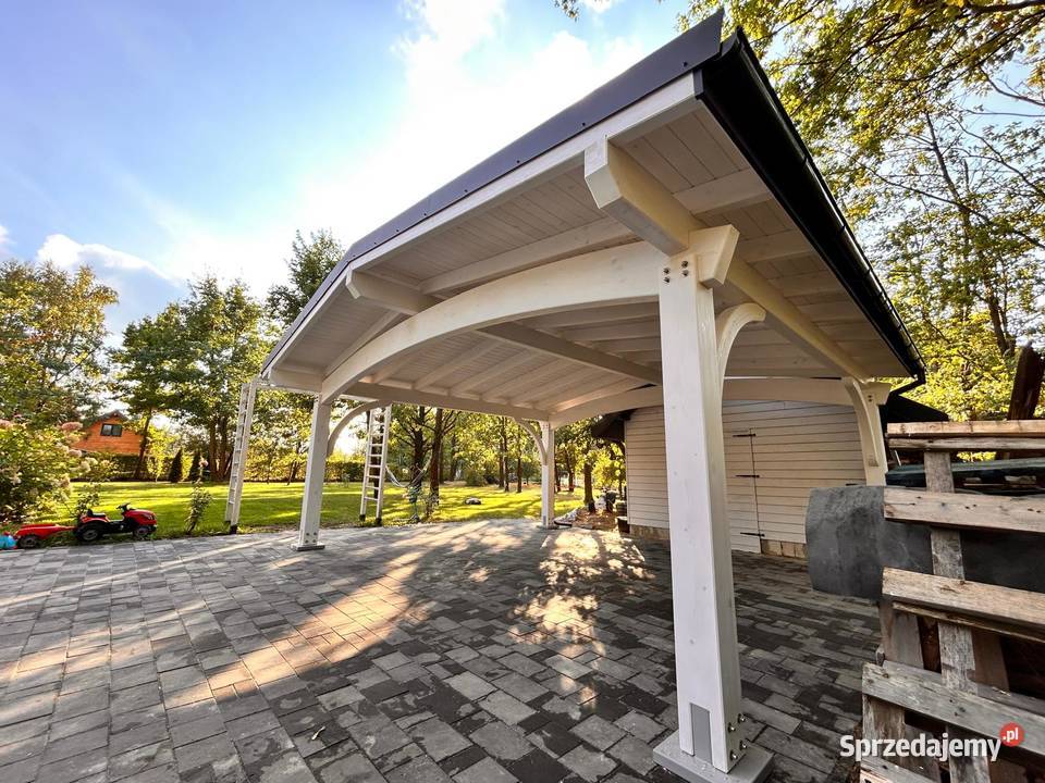 Wiata garażowa drewniana Italia 6M BSH Ogród małopolskie Łącko