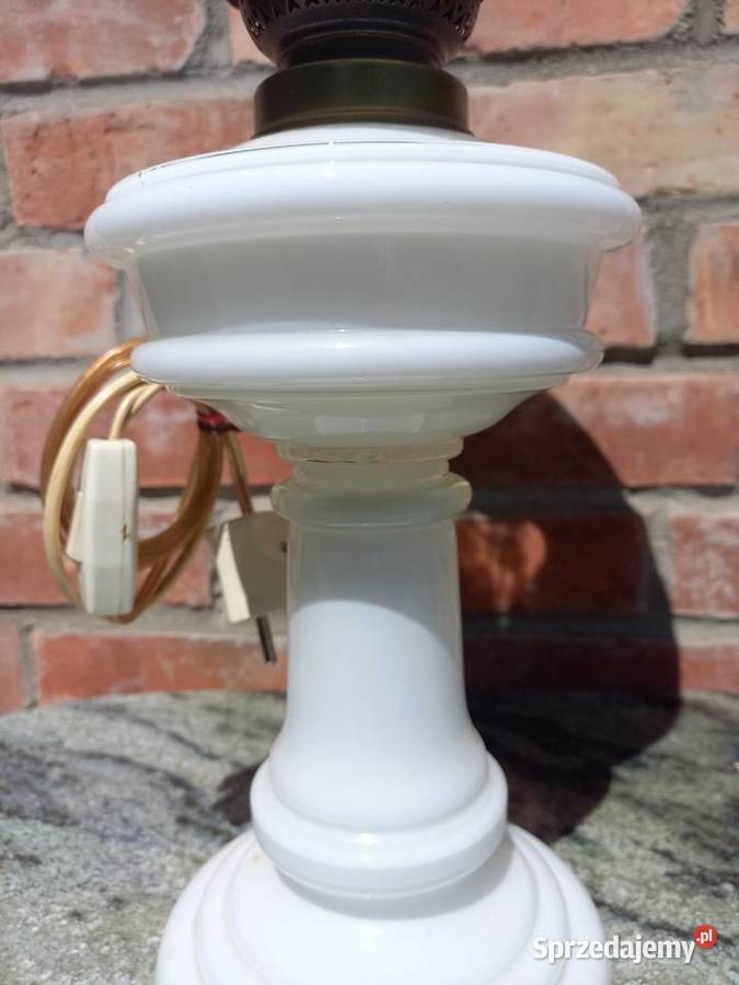 Lampka Lampa szklana biała Stołowa Nocna Lampy stołowe i nocne Gawroniec