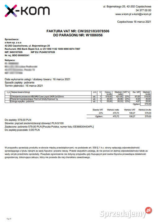 MSI MAG Core Liquid 240R 2x120mm Gwarancja Kłomnice