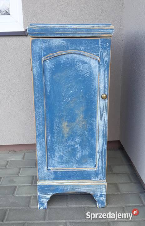 Stara mała szafka niebieska przecierana A014