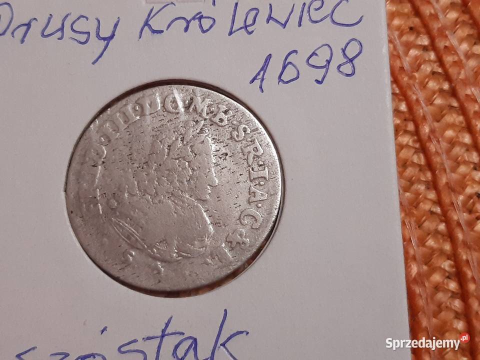 moneta srebrna Prusy Królewiec z 1698r podlaskie Łomża