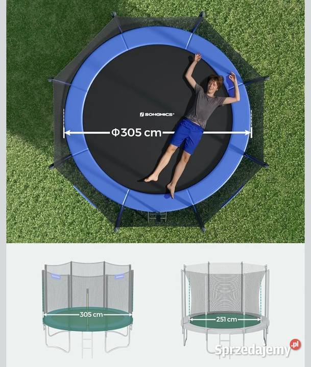 Trampolina ogrodowa 305 czarnoniebieska siatka Gorzów Wielkopolski