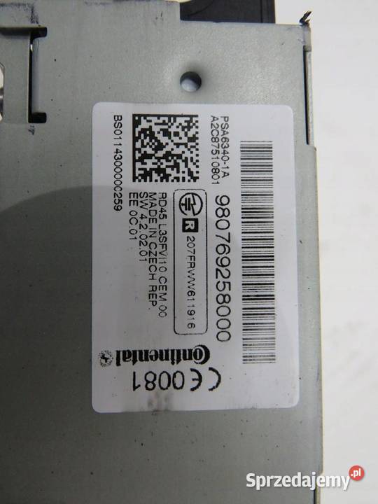 RADIO CD CZYTNIK TUNER PEUGEOT 308 T9 9807692580 lubelskie