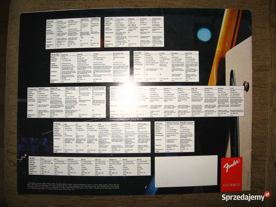 Fender Guitar Amplifiers Catalog 1993 katalog pomorskie Kępice