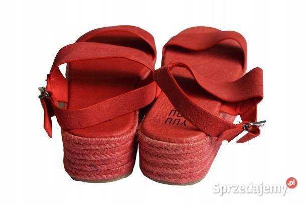 38 czerwone sandały na koturnie espadryle śląskie