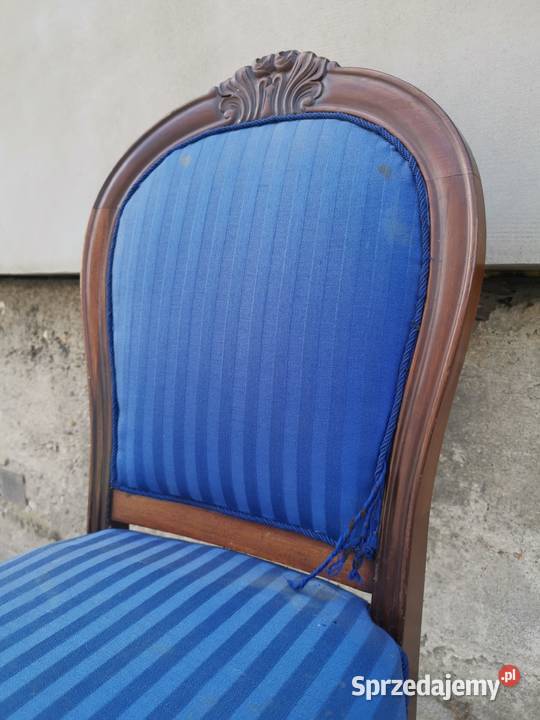 Mahoniowe kobaltowe krzesło antyk Do renowacji Wałbrzych sprzedam