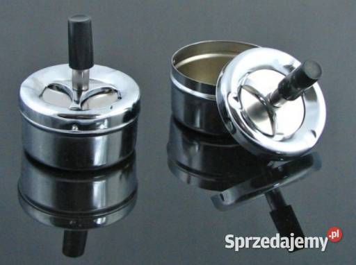 Srebrna Metalowa Popielniczka Obrotowa 81 z Pozostałe śląskie Ostrowy nad Okszą