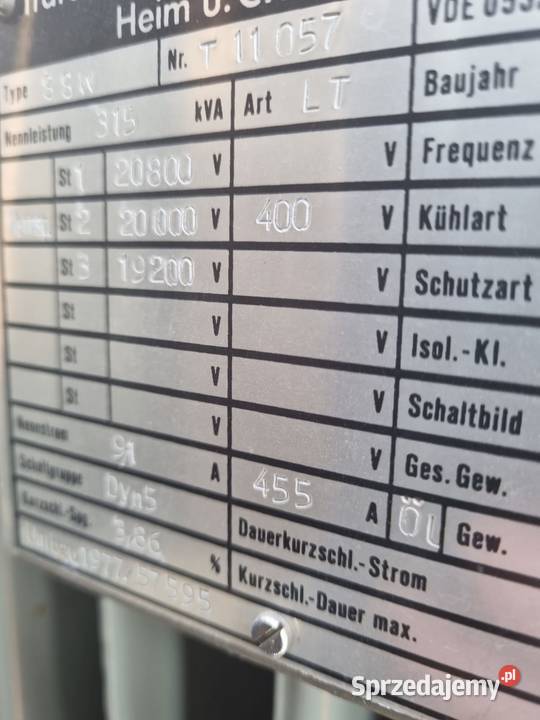 Transformator olejowy 315 400 500 kVa Biznes i Przemysł Kielce sprzedam