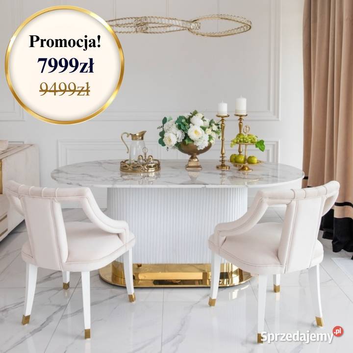 Stół ROYAL Glamour Złoty Biały Designerski Warszawa sprzedam