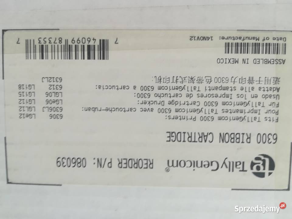 Taśma igłowa kompatybilna z Tally GENICOM 6300 Komputery i Akcesoria Łódź sprzedam
