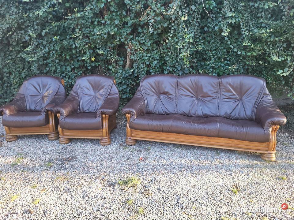 Piękny komplet wypoczynkowy ze skóry sofa dwa Komplety wypoczynkowe
