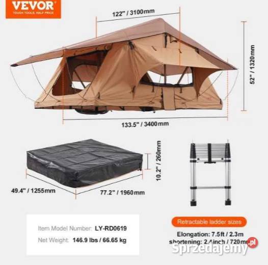 WYNAJEM Namiot dachowy wodoodporny 23 os Jeep sprzedam