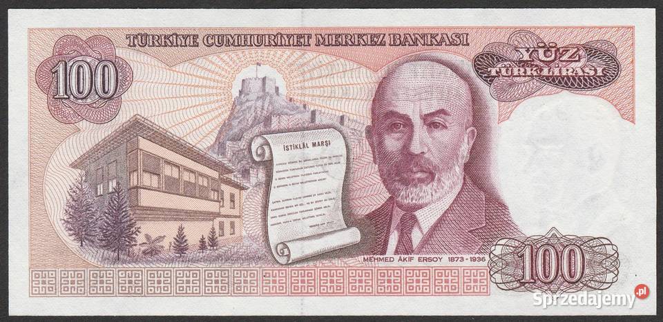 Turcja 100 lirasi 1983 ATATURK stan bankowy UNC Łódź sprzedam