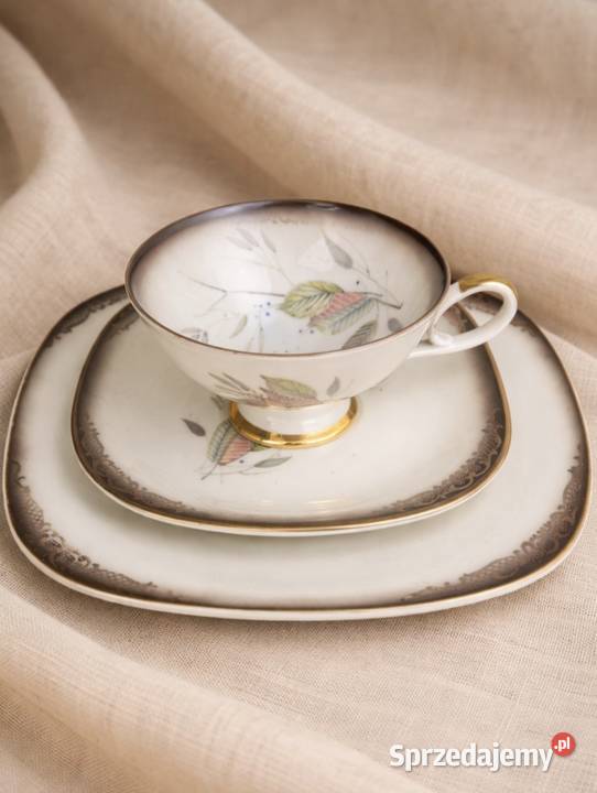 Wunsiedel kolekcjonerski zestaw śniadaniowy Trio Porcelana i szkło Pabianice sprzedam