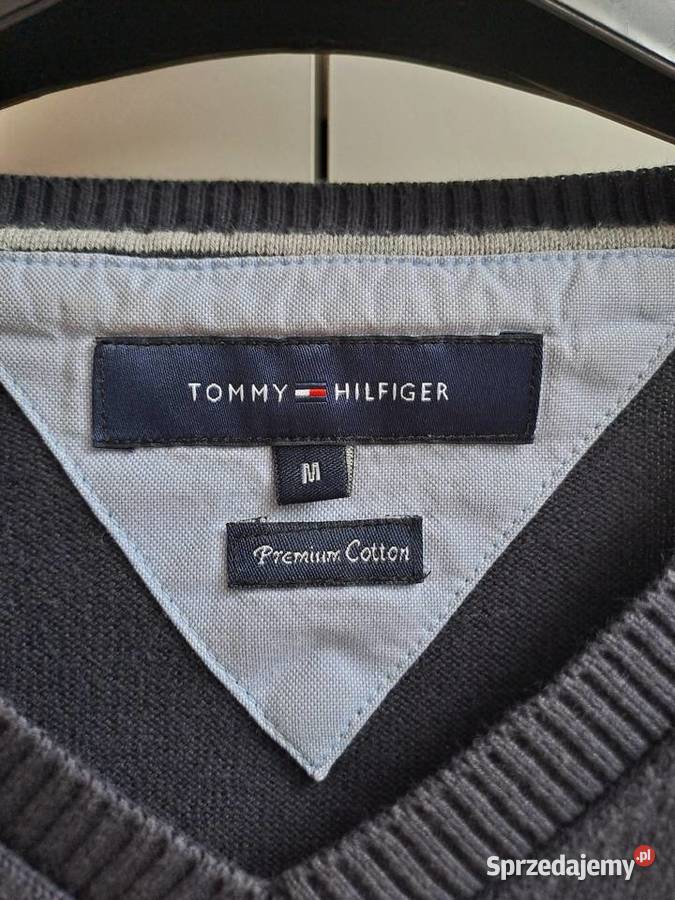 Sweter w serek Tommy Hilfiger granatowy długi podlaskie Białystok