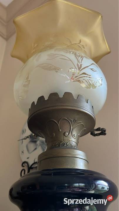 Lampa na żarówkę Kobaltowa podstawa z dekorem z Gdańsk