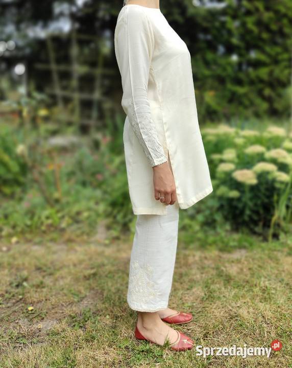 Kremowa bluzka tunika M 38 wiskoza jedwab Szczecin