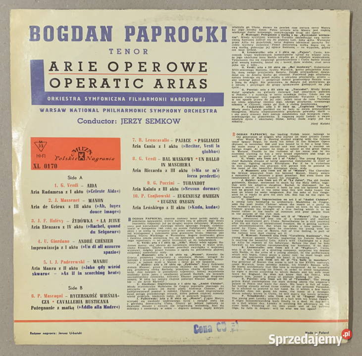 Bogdan Paprocki Operatic Arias klasyczna Stalowa Wola