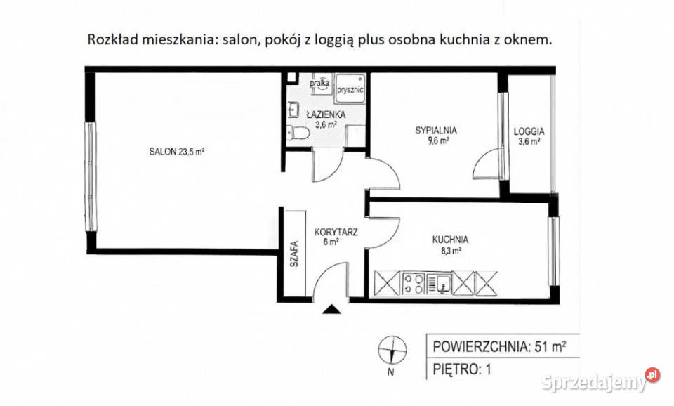 2 pokoje osobna kuchnia loggia Rondo Kraków sprzedam