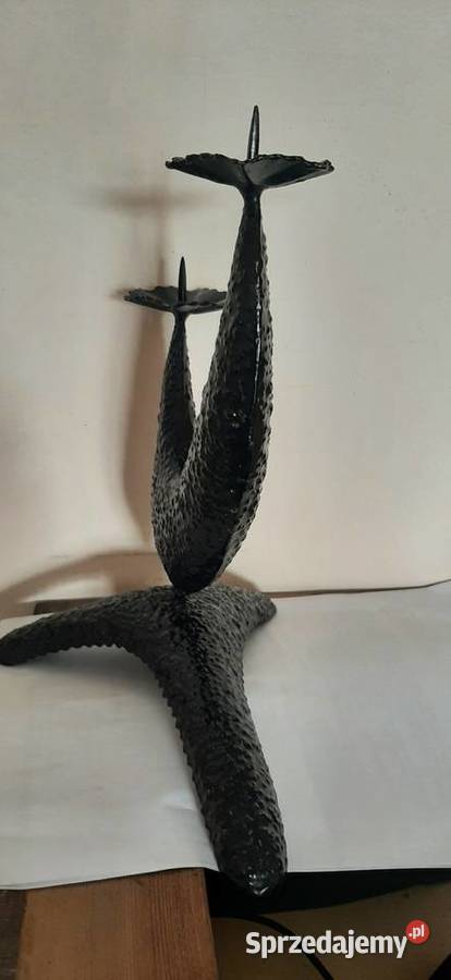 Świecznik modernistyczny lata 60 czarny Oświetlenie Świdnica sprzedam