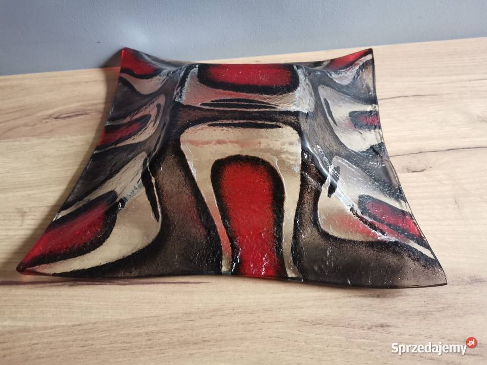 Stara duża patera owocarka kolorowe szkło design sprzedam