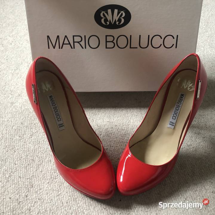 Szpilki skórzane czerwone Mario Bolucci czarne