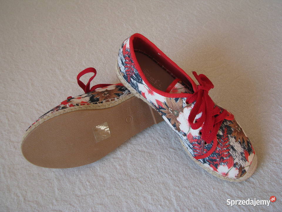 Nowe sznurowane espadryle lniane tenisówki Sofi Brzegi