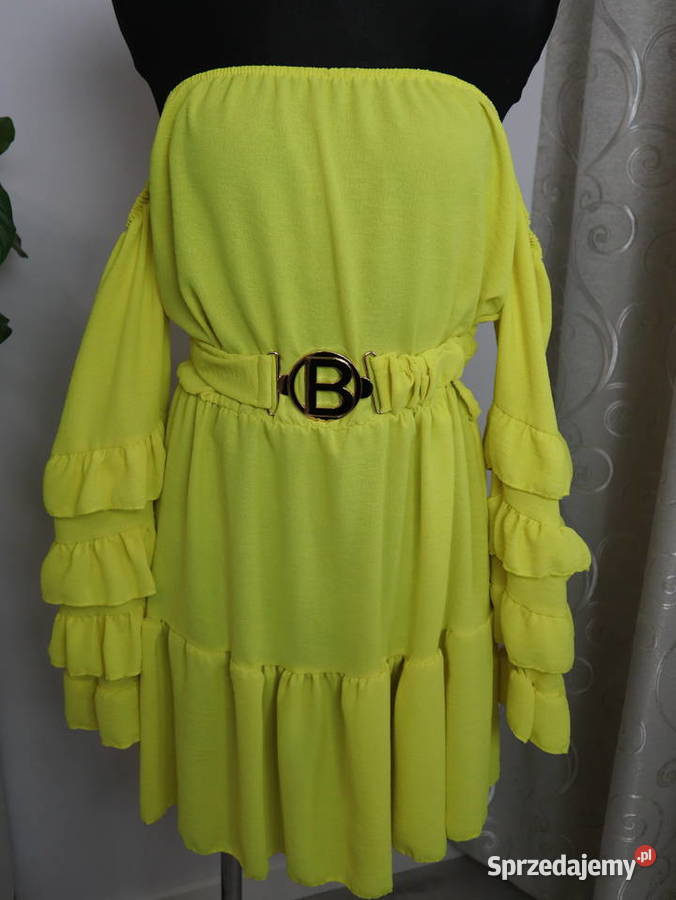 Żółta sukienka hiszpanka z falbanami Z falbankami  Zgierz