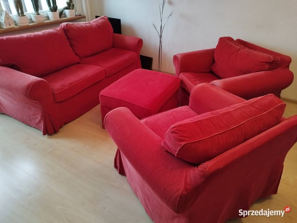EKTORP sofa 2-osobowa (rozkładana), 2 fotele i podnóżek